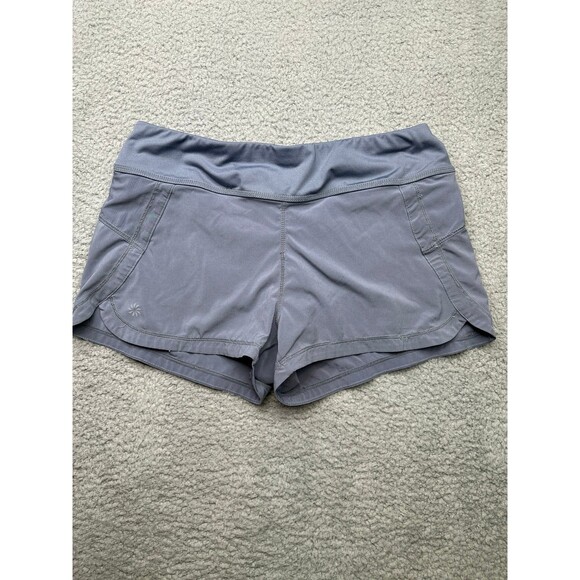 Athleta Pulse Running Shorts With Lining Back Zipper Pocket Gray Women's SMALL - Picture 1 of 8